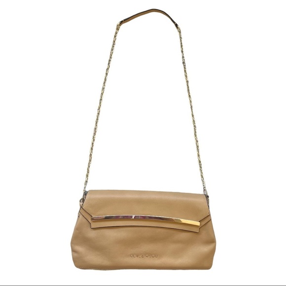 Trina Turk Handbags - Trina Turk Tan Leather Chain Shoulder Bag/Clutch